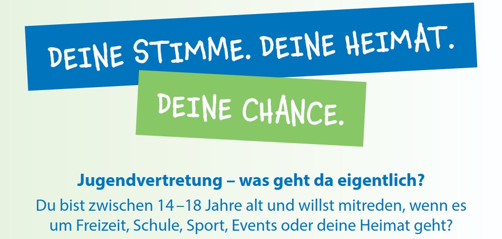 Titel: Deine Stimme. Deine Heimat. Deine Chance. Bist du zwischen 14 und 18 Jahre alt und willst bei Freizeit, Schule oder Events mitreden? Dann komm zur Info-Veranstaltung der Jugendvertretung! Deine Meinung zählt, denn Entscheidungen sollten nicht ohne dich fallen. Wann & Wo? (Jeweils 18 Uhr)27.04.2026: Adenau, JugendCafé 28.04.2026: Müsch, Kirche Hinweis: Die Termine in Müllenbach, Reifferscheid, Insul und Wershofen haben bereits stattgefunden. Extras:Snacks & Getränke sind kostenlos dabei! Eingeladen sind alle Jugendlichen aus der VG Adenau und den umliegenden Orten. Eine Initiative des Generationenbüro der Verbandsgemeinde Adenau.